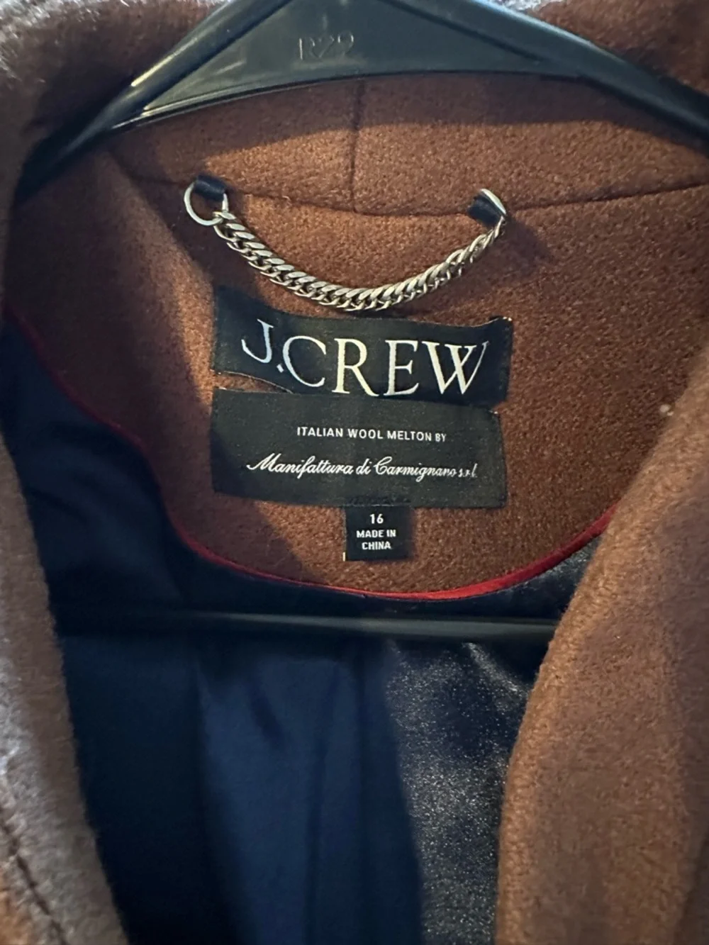J. Crew Women's Camel/Tan Single-Breasted Wool Coat Size 16 - Picture 2 of 2